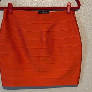 Forever 21 Bright Orange Bandage Mini Skirt